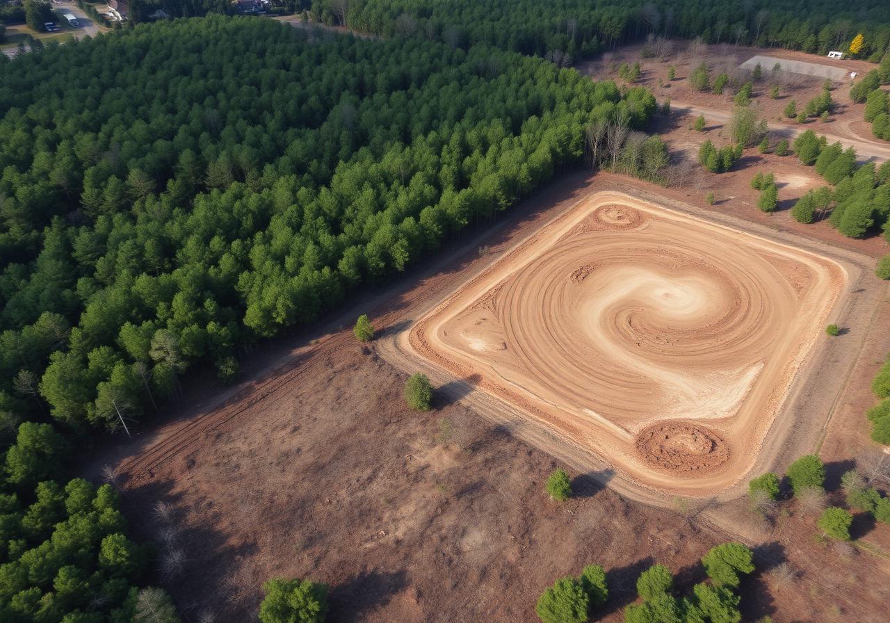 Aerial view of cleared building site in Alabama